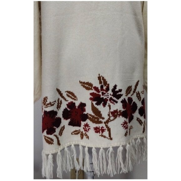 Shyanne Womens Floral Knit Cardigan Sweater With Fringe Hem XL - Picture 4 of 9